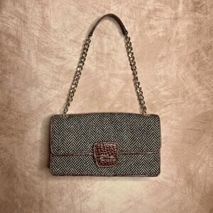 Liz Claiborne Accessories Mini Handbag Purse Chevron Stripe Tweed Indie Mobwife